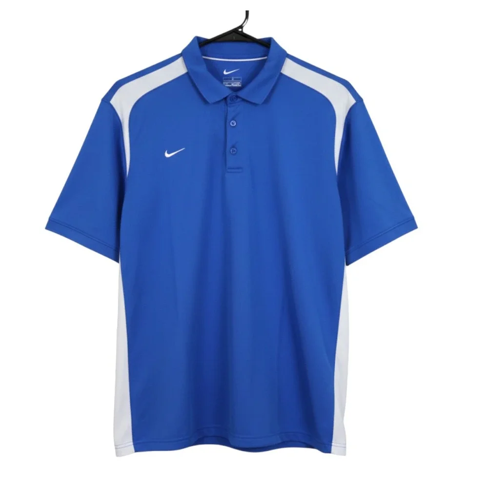 NIKE DRI-FIT Waffle Mesh Knit ROYAL BLUE GOLF POLO SHIRT w/White Trim MEN'S XXL